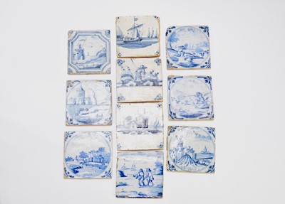 Lot 467 - A group of ten delft blue and white tiles