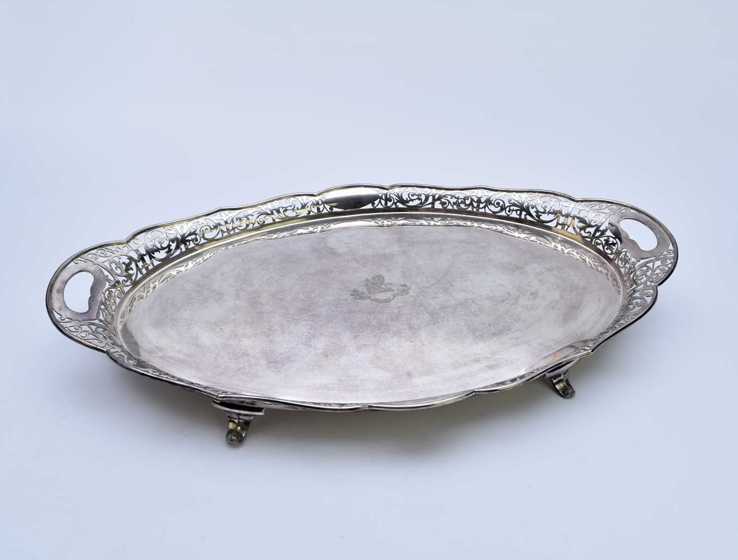 Lot 95 - A large two handled silver plated tray by Mapping & Webb