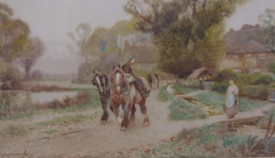 Lot 262 - Albert Haselgrave (fl.c.1880-1910) Returning Home with the Horses, signed, watercolour