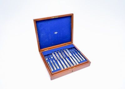 Lot 26 - A Victorian cased set of twenty-four silver fruit knives and forks