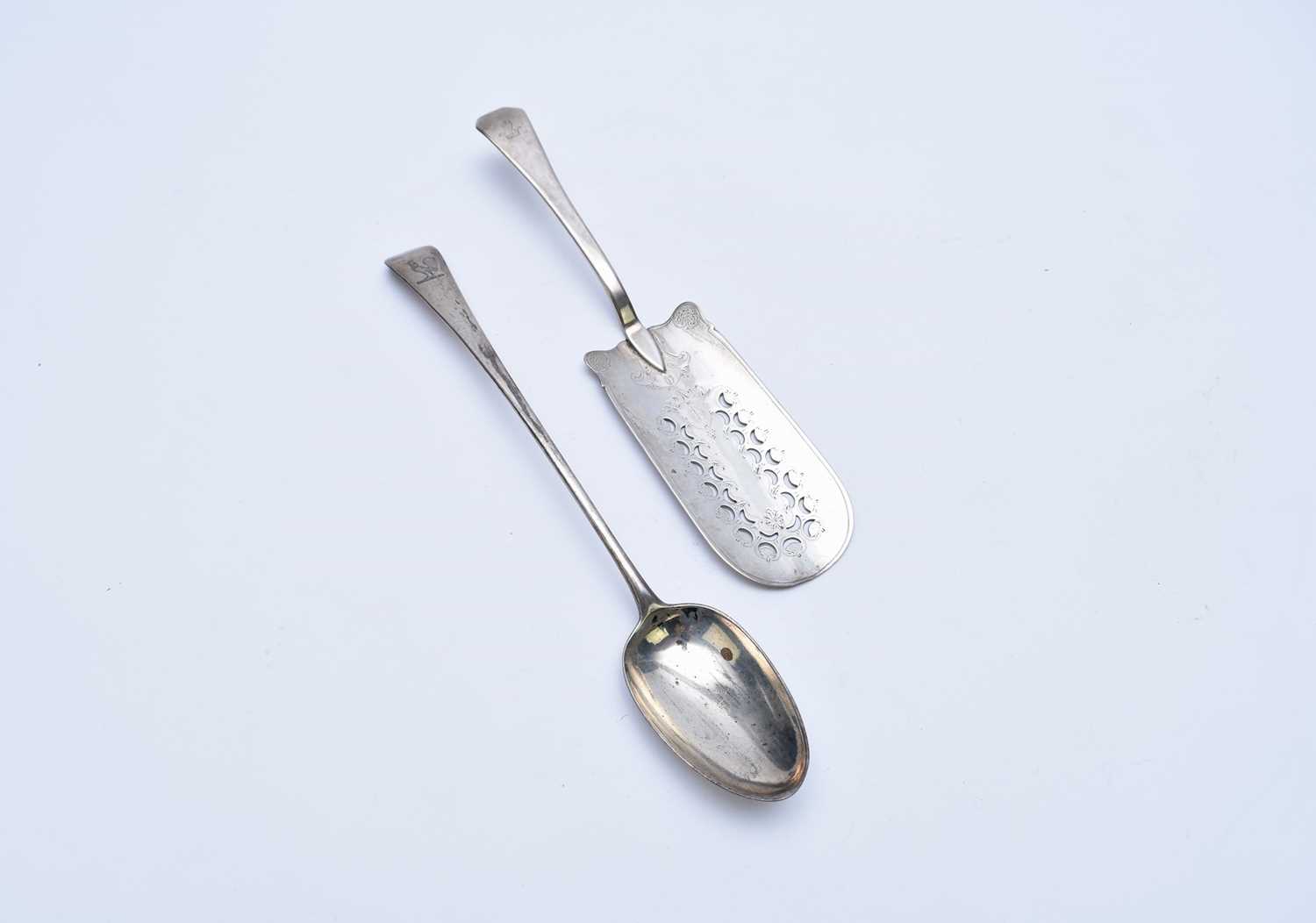 Lot 97 - A George III silver basting spoon and a silver slice