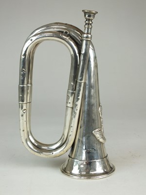 Lot 84 - Hawkes & Son silver bugle presented to the Officers of the 1st KSLI, 1927
