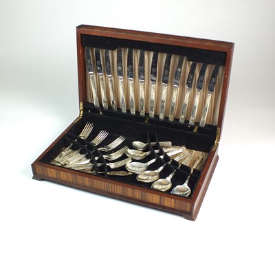 Lot 6 - A cased canteen of silver cutlery