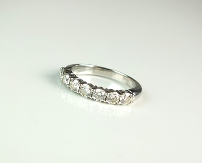 Lot 35 - A Tiffany & Co platinum seven stone diamond ring
