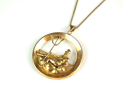 Lot 34 - A yellow metal pendant of Poseidon