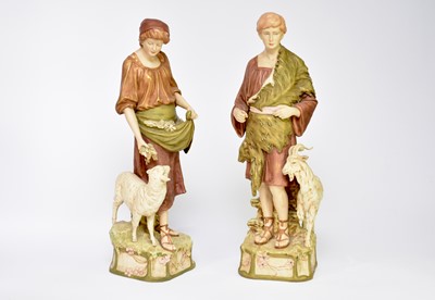 Lot 471 - A pair of Royal Dux figures of shepherd and shepherdes