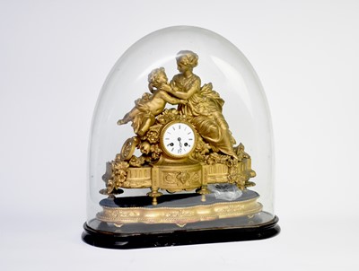 Lot 650 - A French gilt metal figural mantel clock