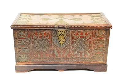 Lot 484 - A 20th century Middle-Eastern brass studded and bound hard-wood chest