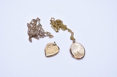 Lot 122 - Two9ct gold lockets and chains