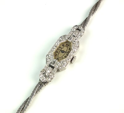 Lot 85 - An Art Deco diamond set wristwatch