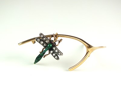 Lot 51 - A diamond and enamel dragonfly brooch
