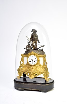 Lot 608 - A French parcel gilt figural mantel clock