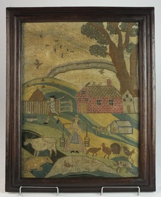 Lot 615 - A 19th century framed needlework picture