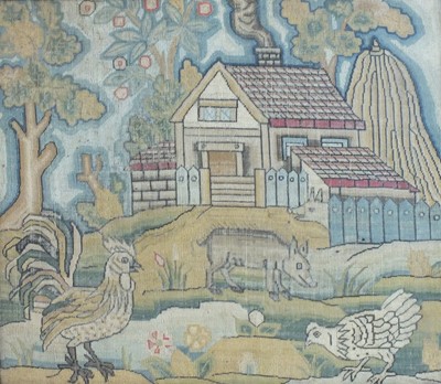 Lot 617 - A 19th century folk art needlework of a farmyard