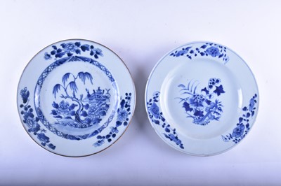 Lot 28 - A group of Chinese blue and white plates and dishes, Qing Dynasty, late 18th century