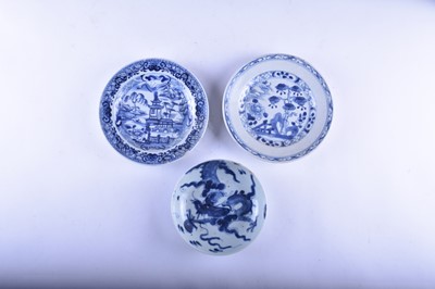 Lot 28 - A group of Chinese blue and white plates and dishes, Qing Dynasty, late 18th century