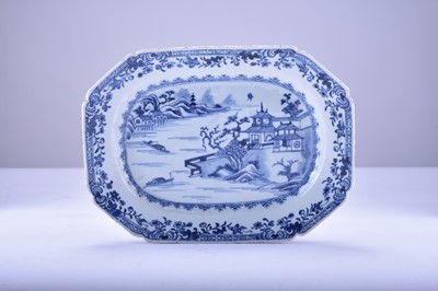 Lot 515 - Two Chinese blue and white platters and an oval dish, 18th century