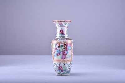 Lot 46 - A Chinese canton famille rose rouleau vase