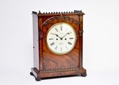 Lot 653 - An early Victorian, Gothic style, mahogany bracket clock