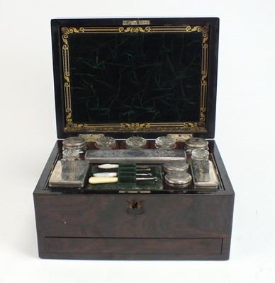 Lot 507 - A Victorian rosewood veneered vanity-cum-jewellery box