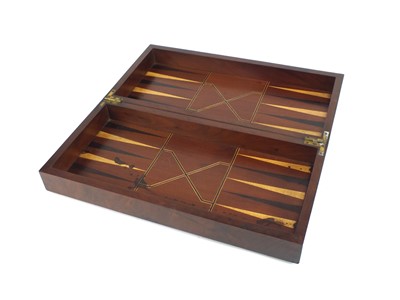 Lot 561 - A 19th century mahogany and rosewood veneered chess and backgammon board/box