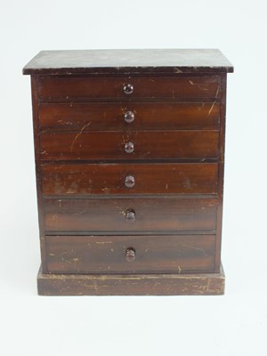 Lot 555 - A small stained pine collectors' curio chest