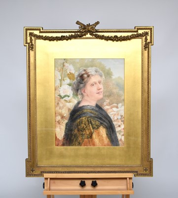 Lot 350 - British School, circa 1900, portrait of a lady wearing a black shawl, watercolour