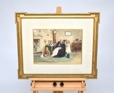 Lot 341 - Samuel McCloy (Irish, 1831-1904), an interior family scene, watercolour