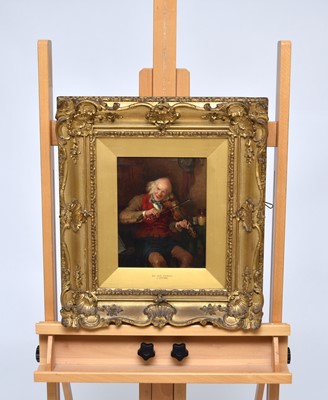 Lot 319 - British, 19th century, portrait of a violinist, oil