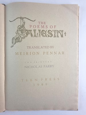 Lot 1098 - TERN PRESS, Market Drayton. Penner, Meirion, The Poems of Taliesin, and others