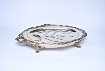 Lot 102 - A large 19th century silver plated meat platter and warmer