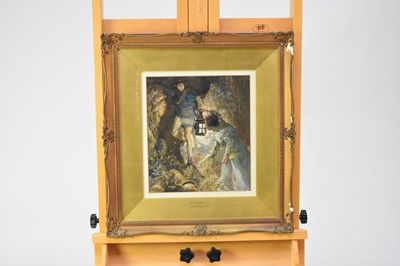 Lot 240 - Edgar Bundy (British, 1862-1922), 'The Parting' and 'The Smuggler's Cave', watercolour (2)