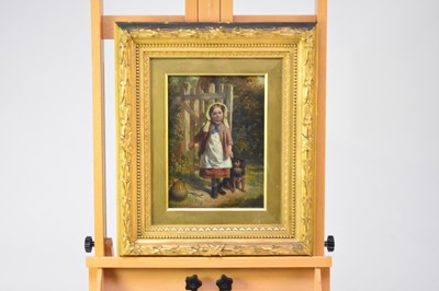 Lot 233 - William Hemsley (British, 1819-1893),By a Garden Gate, oil on panel