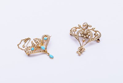 Lot 198 - Two early 20th century seed pearl brooches