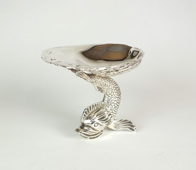 Lot 55 - A Britannia standard silver salt in the form of an oyster shell