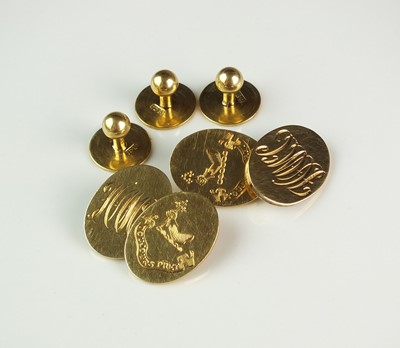 Lot 84 - A pair of 18ct gold cufflinks and three studs