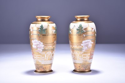 Lot 98 - A pair of Satsuma vases by Meizan, Meiji era