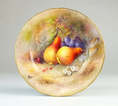 Lot 253 - Royal Worcester fruit-decorated plate by Ricketts, dated 1923