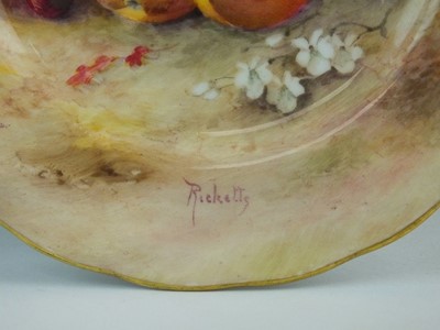 Lot 253 - Royal Worcester fruit-decorated plate by Ricketts, dated 1923