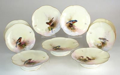 Lot 254 - Royal Worcester ornithological dessert service painted by E. Barker