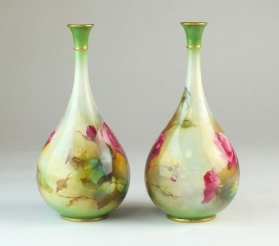 Lot 255 - A pair of Royal Worcester Hadley ware vases, dated 1907