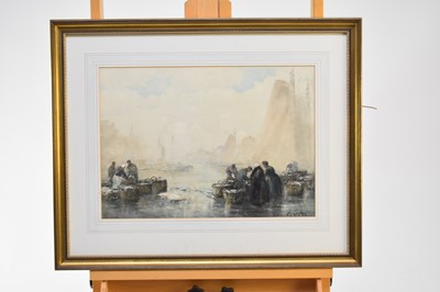 Lot 294 - John Ernest Aitken RSW (1881-1957). The Fish Quay, Rotterdam