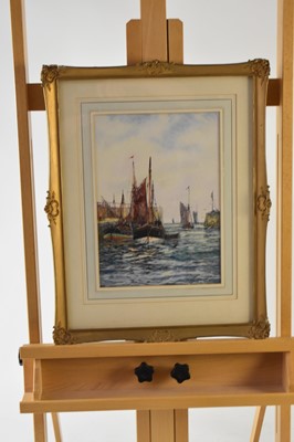 Lot 218 - Frank W Scarbrough (British 1860-1939). Fishing Boats, Whitby Harbour