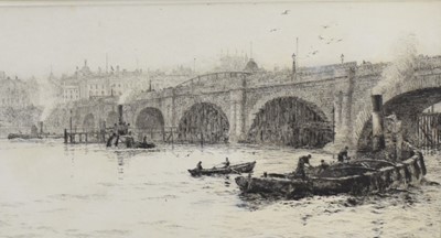 Lot 338 - William Lionel Wyllie RA (British 1851-1931). Old Waterloo Bridge from the south , etching