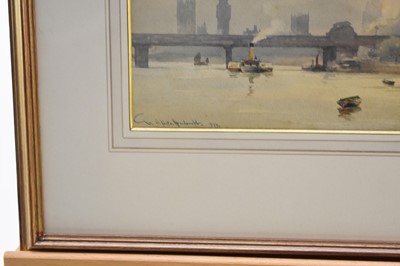 Lot 214 - William Alistair MacDonald.(British 1861-1948) The Houses of Parliament from the Thames