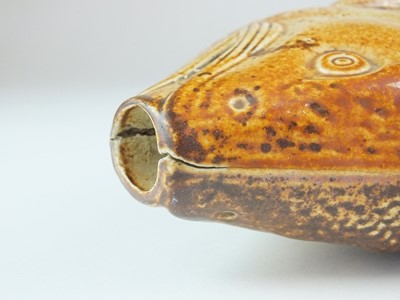 Lot 248 - Brampton salt-glazed stoneware fish spirit flask, 19th century