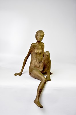 Lot 491 - British School, circa 1980. Seated female figure , plaster maquette