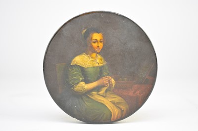 Lot 309 - An early 19th century Stobwasser papier mache circular snuff box