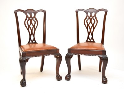 Lot 547 - A set of 6, 1920s, Chippendale style, dining chairs