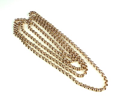 Lot 104 - A yellow metal faceted link guard chain